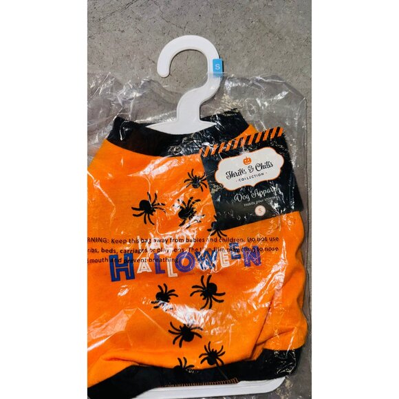 Thrills and Chills "Happy Halloween" Spider Tee Dog Size Small Thrills & Chills - Picture 4 of 6